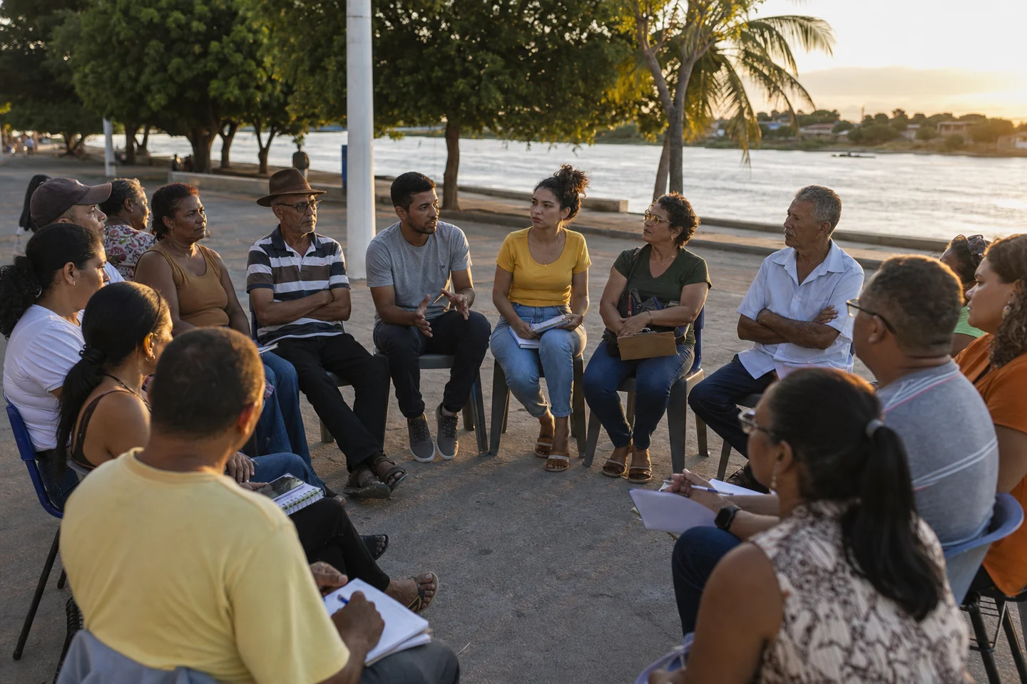 Encontro comunitário próximo ao rio